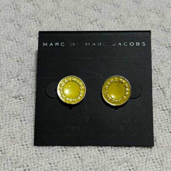 Marc Jacobs Yellow Gold Circle Button Stud Jewelry Earrings - Picture 1 of 3